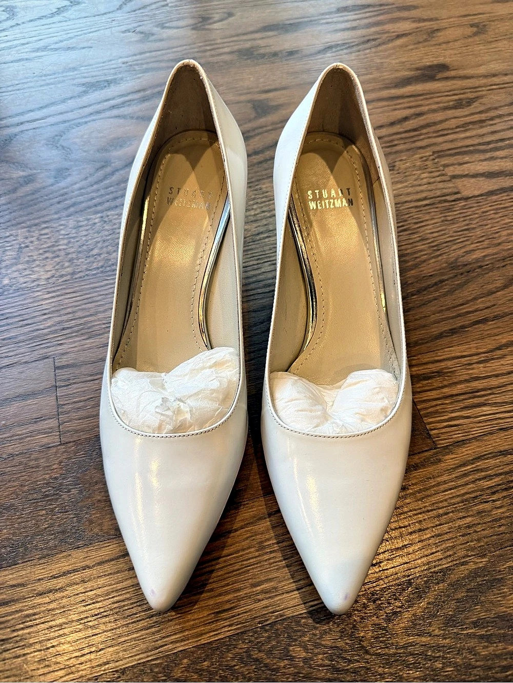 Stuart Weitzman Glassy Pointed-Toe Clear Block Heel Pump White US 7.5